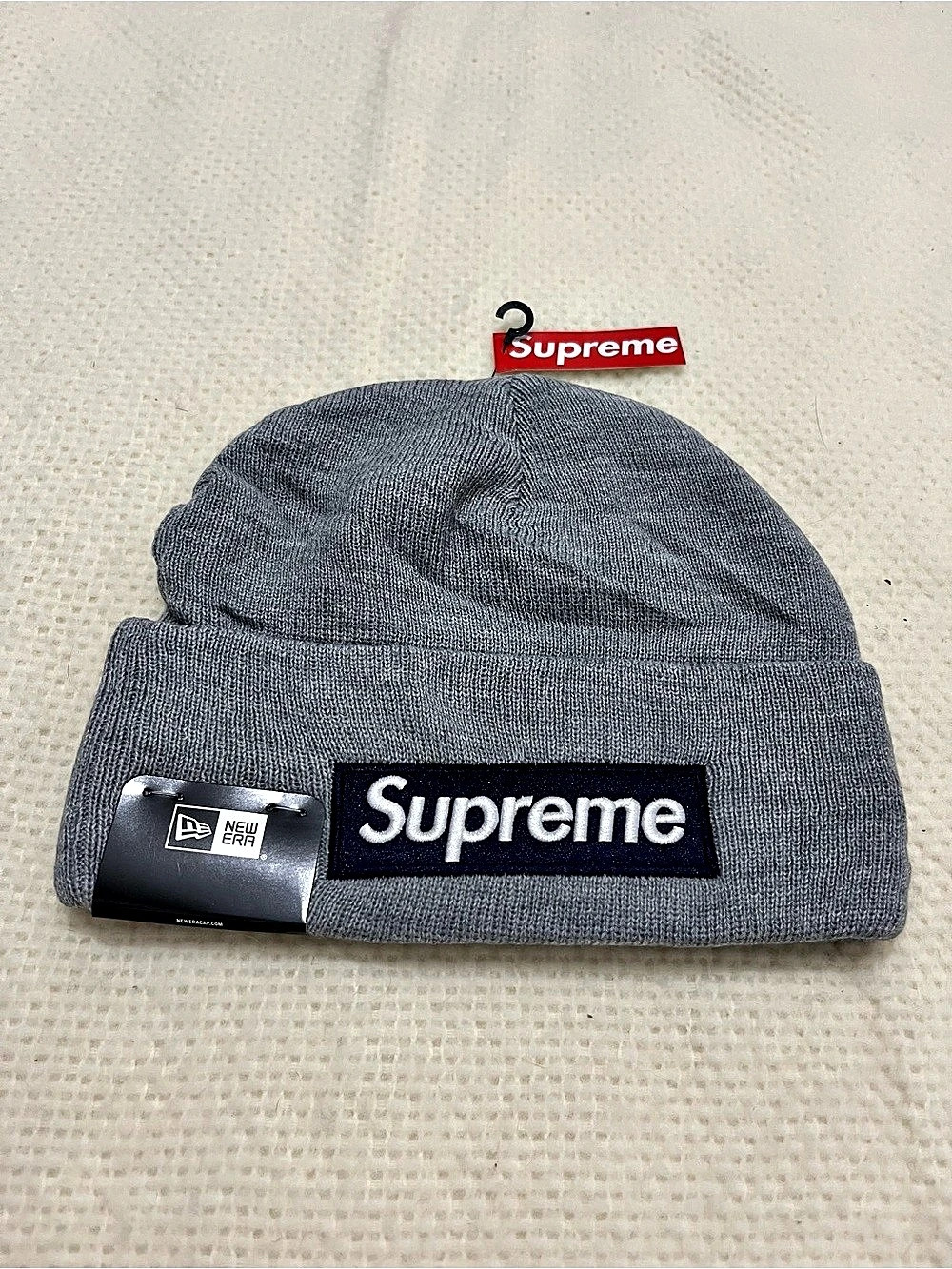 Supreme New Era Box Logo Beanie Gray navy